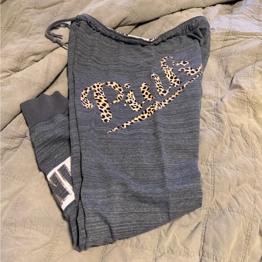 PINK Victoria's Secret Gray Logo Waistband Lounge Pants